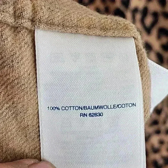 Lands' End Animal Print Leopard Henley Crew Neck  Long Sleeve Women's Shirt M - Picture 6 of 8